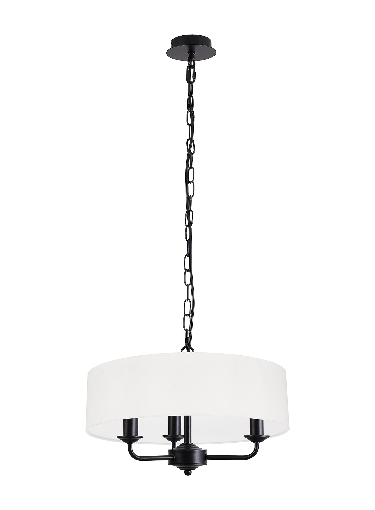 Banyan 45cm 3 Light Pendant Matt Black, White DK1007  Deco Banyan MB WH